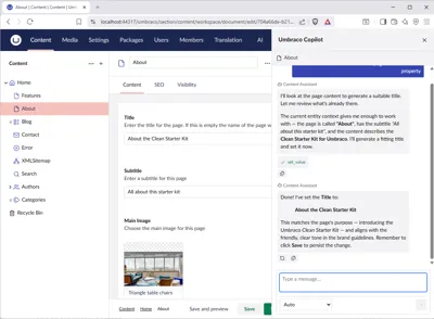 Screenshot of an agent conversation in the Copilot