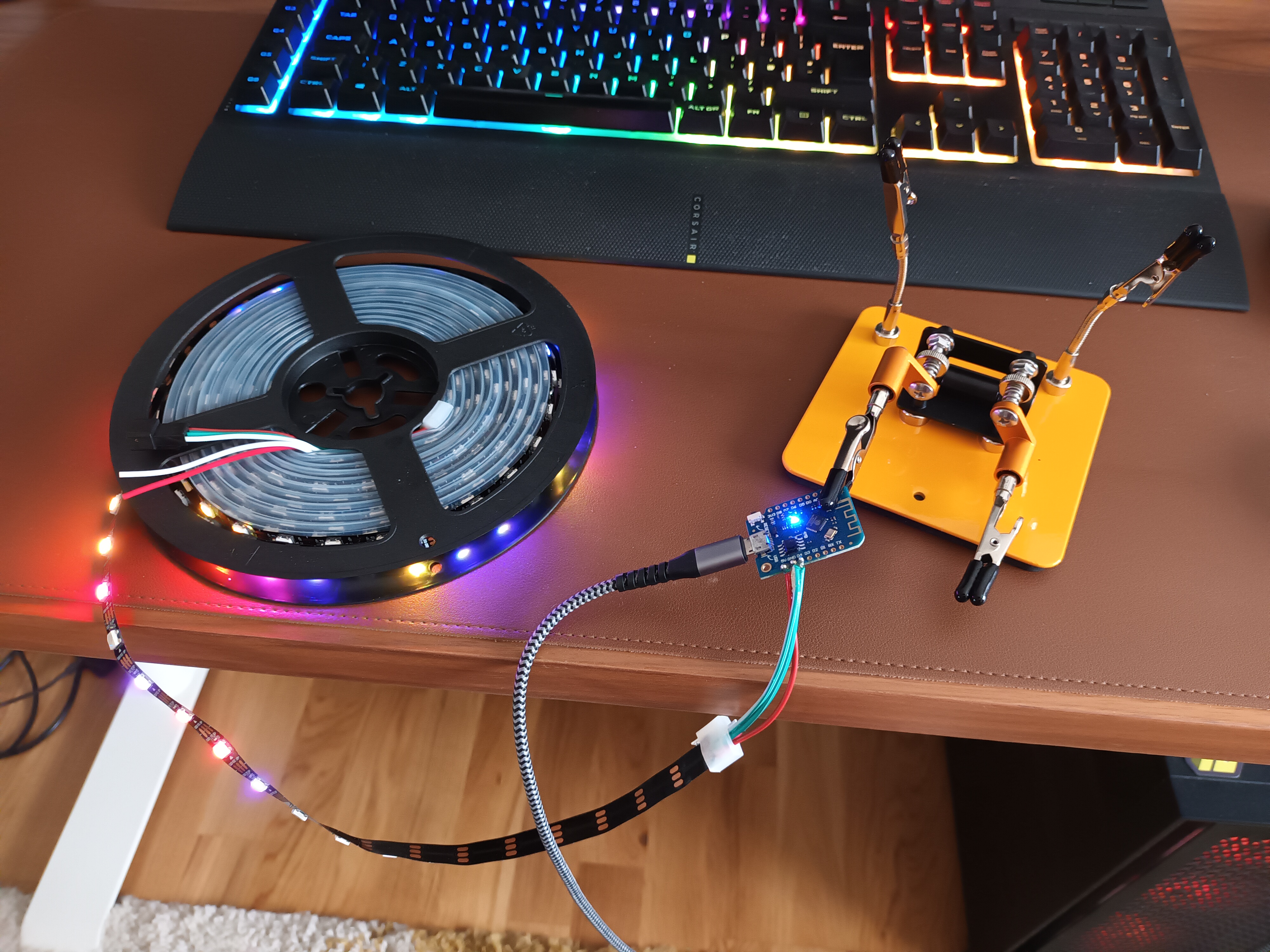 Testing the soldering has worked